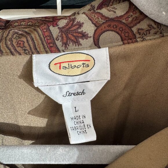 TALBOTS Womens Vintage Shirt Jacket Paisley Button Front Stretch Large - Picture 3 of 5